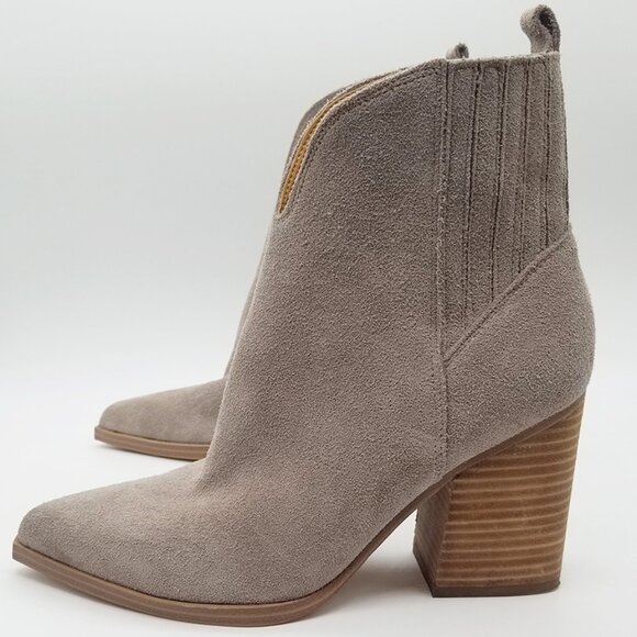 Marc Fisher Ommie Pointed Toe Boots 9M Pull On Block Heel Western Suede Leather - Picture 5 of 16